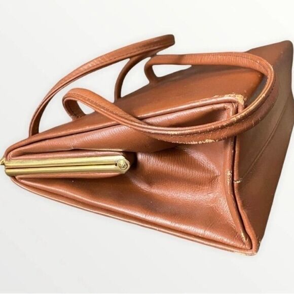 Vintage 1960s Gimbles Brown Leather Shoulder Bag - Picture 2 of 5